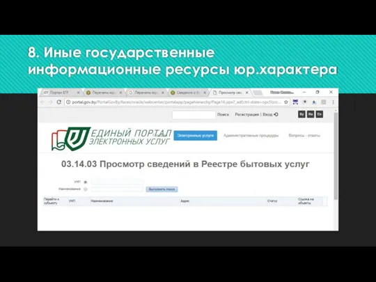 8. Иные государственные информационные ресурсы юр.характера