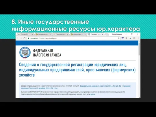 8. Иные государственные информационные ресурсы юр.характера
