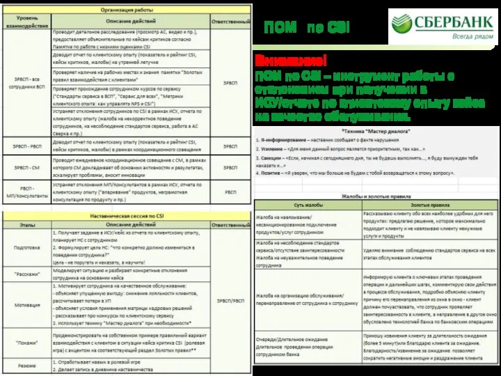 ПОМ по CSI Внимание! ПОМ по CSI – инструмент работы с отклонением