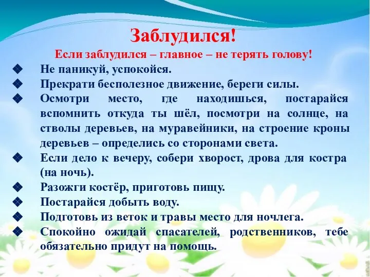 Заблудился! Если заблудился – главное – не терять голову! Не паникуй, успокойся.