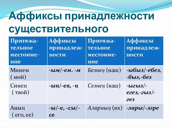 Аффиксы принадлежности существительного