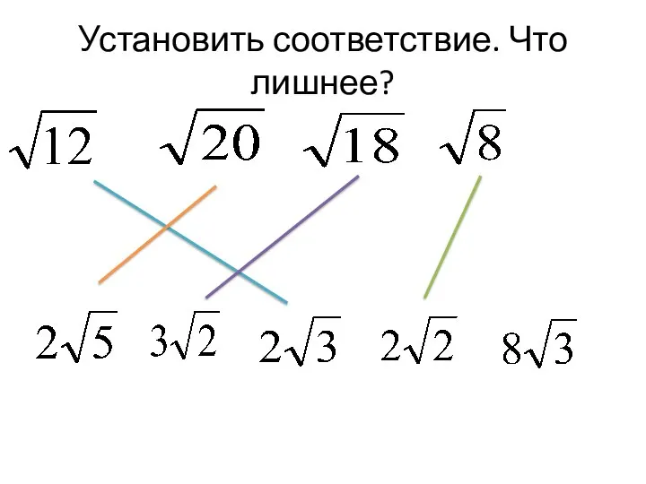 Установить соответствие. Что лишнее?