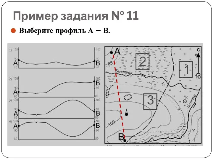 Пример задания № 11 Выберите профиль А – В.