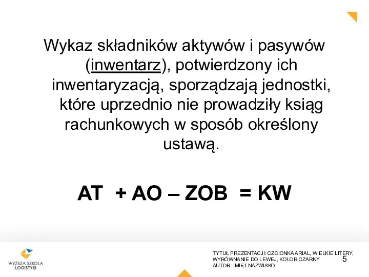 Wykaz składników aktywów i pasywów (inwentarz), potwierdzony ich inwentaryzacją, sporządzają jednostki, które