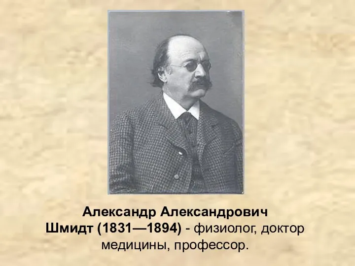 Александр Александрович Шмидт (1831—1894) - физиолог, доктор медицины, профессор.