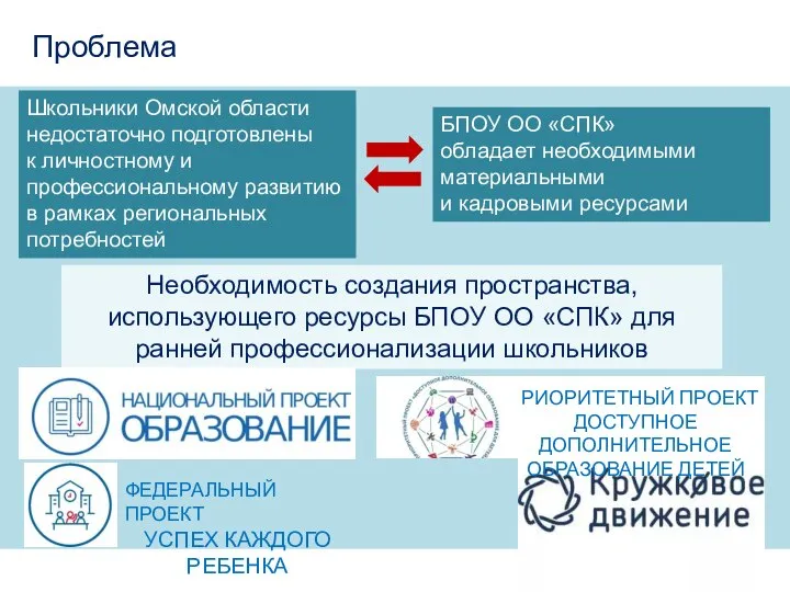 Проблема ФЕДЕРАЛЬНЫЙ ПРОЕКТ УСПЕХ КАЖДОГО РЕБЕНКА Школьники Омской области недостаточно подготовлены к