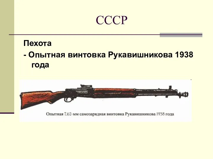 СССР Пехота - Опытная винтовка Рукавишникова 1938 года
