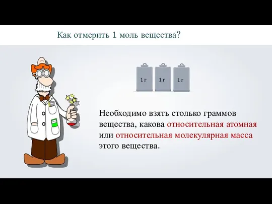 Необходимо взять столько граммов вещества, какова относительная атомная или относительная молекулярная масса