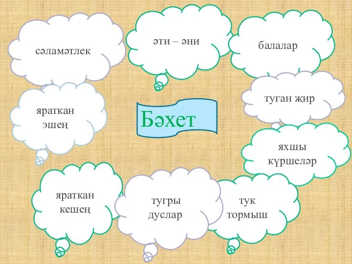 Бәхет сәламәтлек әти – әни балалар туган җир яраткан эшең яраткан кешең