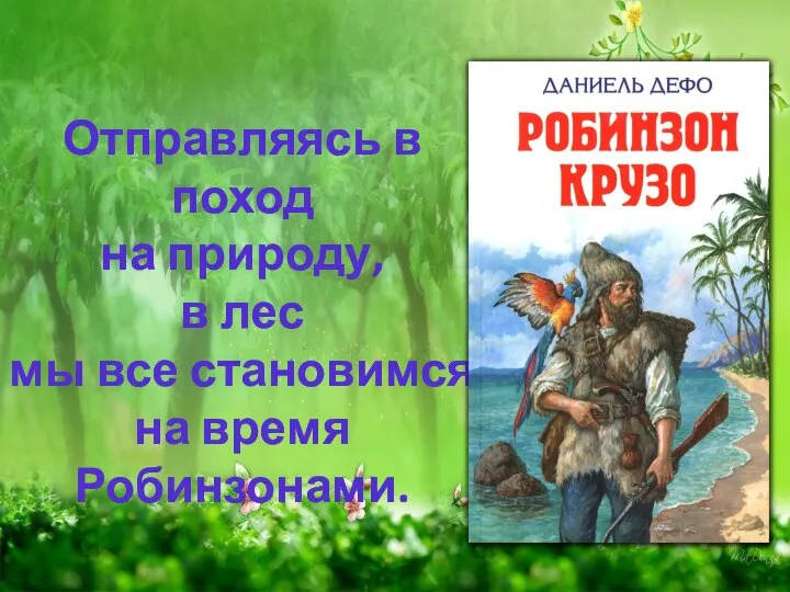 Отправляясь в поход на природу, в лес мы все становимся на время Робинзонами.