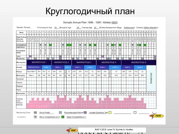 IAAF CECS Level IV Middle and Long Distance Круглогодичный план IAAF CECS