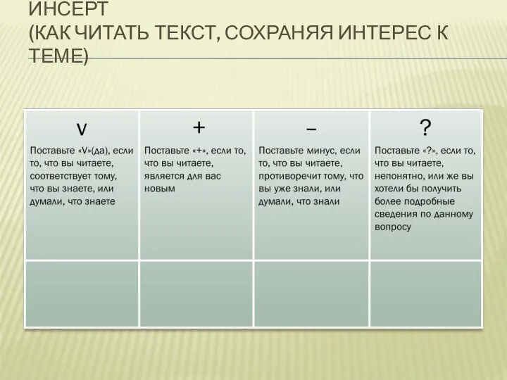 ИНСЕРТ (КАК ЧИТАТЬ ТЕКСТ, СОХРАНЯЯ ИНТЕРЕС К ТЕМЕ)