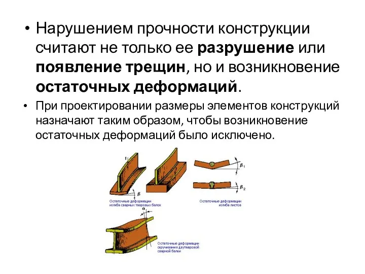 Нарушением прочности конструкции считают не только ее разрушение или появление трещин, но