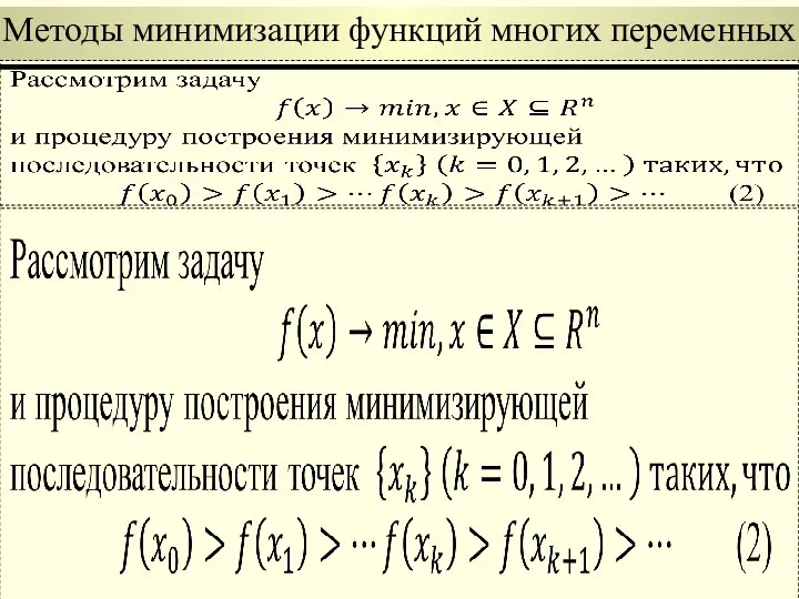 Методы минимизации функций многих переменных