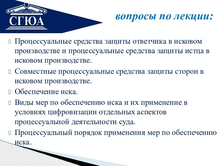 Процессуальные средства защиты ответчика в исковом производстве и процессуальные средства защиты истца