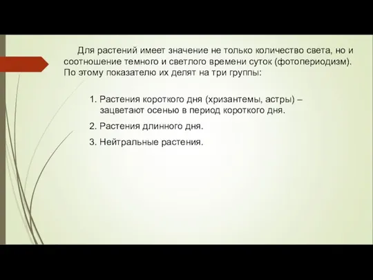 Для растений имеет значение не только количество света, но и соотношение темного