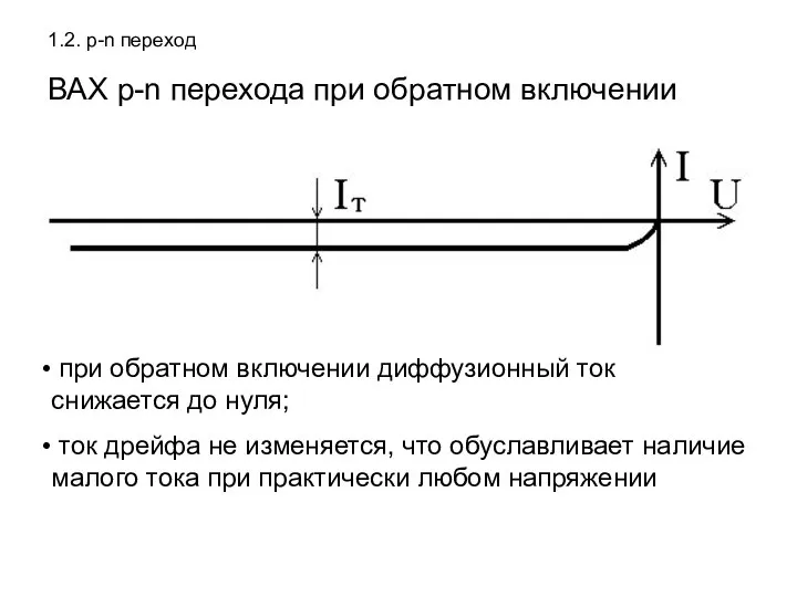 1.2. р-n переход ВАХ р-n перехода при обратном включении при обратном включении