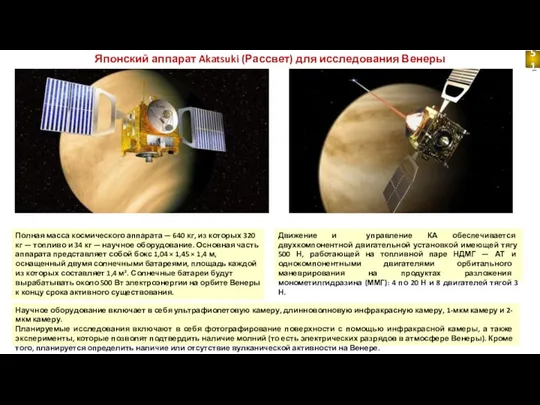 Японский аппарат Akatsuki (Рассвет) для исследования Венеры Полная масса космического аппарата —