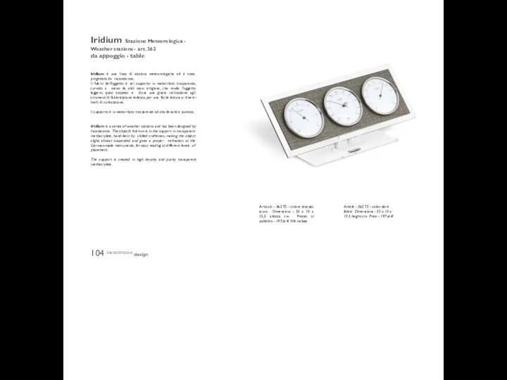 104 incantesimo design Iridium Stazione Meteorologica - Weather stations - art. 362