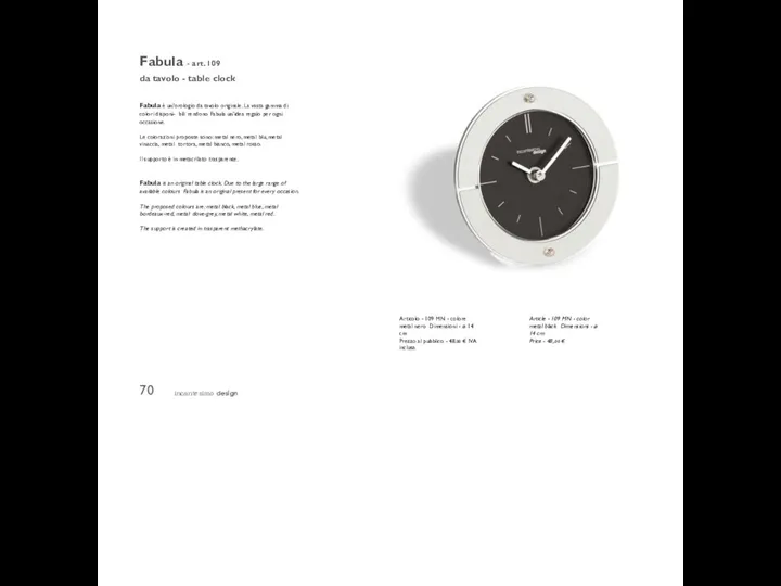 incantesimo design 70 Fabula - art. 109 da tavolo - table clock