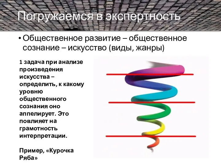 Погружаемся в экспертность Общественное развитие – общественное сознание – искусство (виды, жанры)