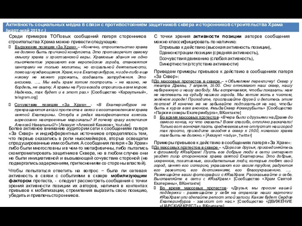 Более активное внимание аудитории сети к сообщениям лагеря «За Сквер» и индифферентных