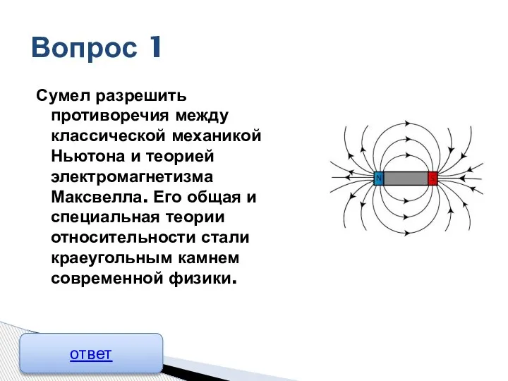 Сумел разрешить противоречия между классической механикой Ньютона и теорией электромагнетизма Максвелла. Его