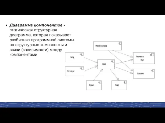 Системный анализ в ГМУ Диаграмма компонентов - статическая структурная диаграмма, которая показывает