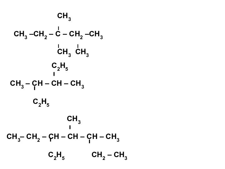 СН3 І СН3 –СН2 – С – СН2 –СН3 І І СН3 СН3