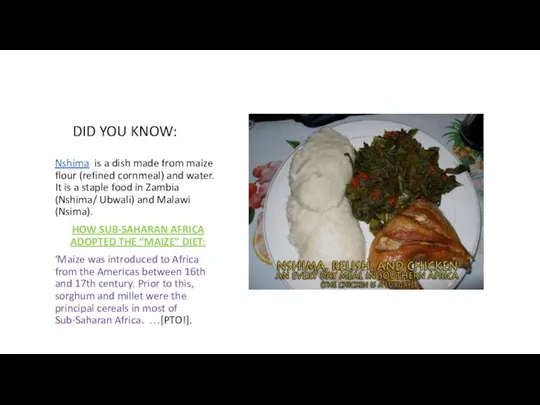 DID YOU KNOW: Nshima is a dish made from maize flour (refined