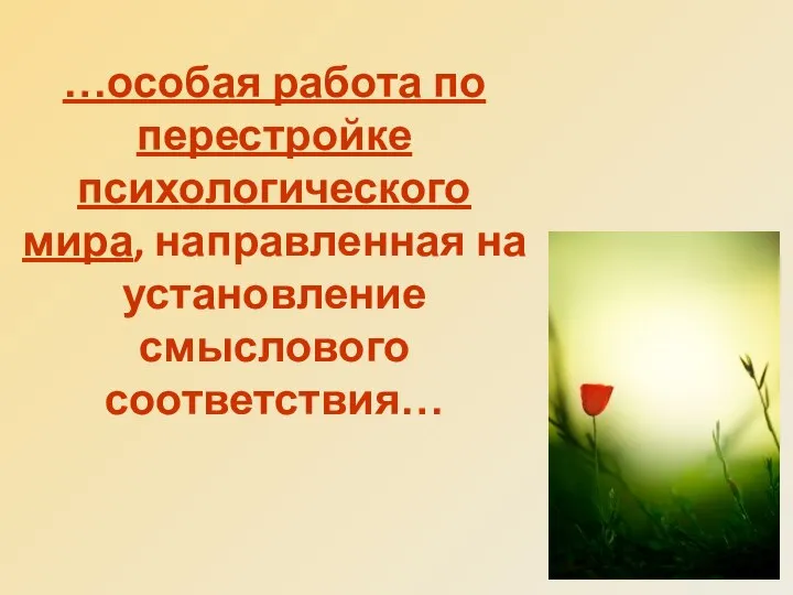 …особая работа по перестройке психологического мира, направленная на установление смыслового соответствия…