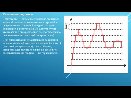 Квантование по уровню Квантова́ние — разбиение диапазона отсчётных значений сигнала на конечное