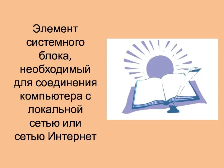 Элемент системного блока, необходимый для соединения компьютера с локальной сетью или сетью Интернет