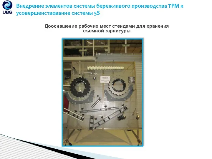 Внедрение элементов системы бережливого производства TPM и усовершенствование системы 5S Дооснащение рабочих