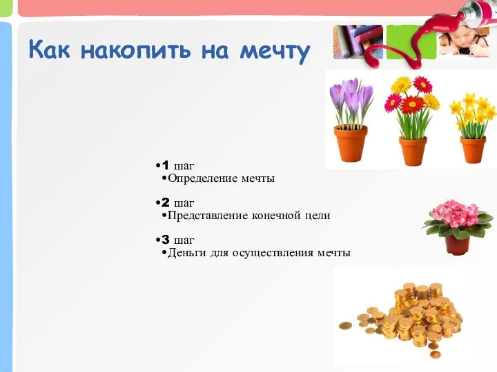 Как накопить на мечту 1 шаг Определение мечты 2 шаг Представление конечной