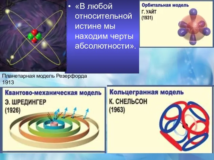 «В любой относительной истине мы находим черты абсолютности». Планетарная модель Резерфорда 1913