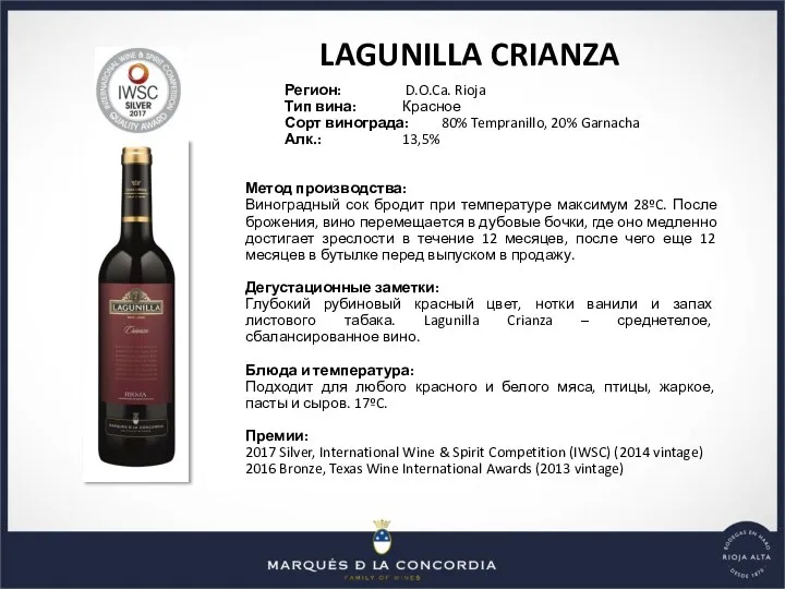 Регион: D.O.Ca. Rioja Тип вина: Красное Сорт винограда: 80% Tempranillo, 20% Garnacha
