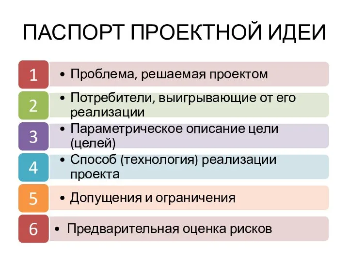 ПАСПОРТ ПРОЕКТНОЙ ИДЕИ