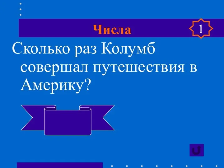 Числа Сколько раз Колумб совершал путешествия в Америку? четыре 1