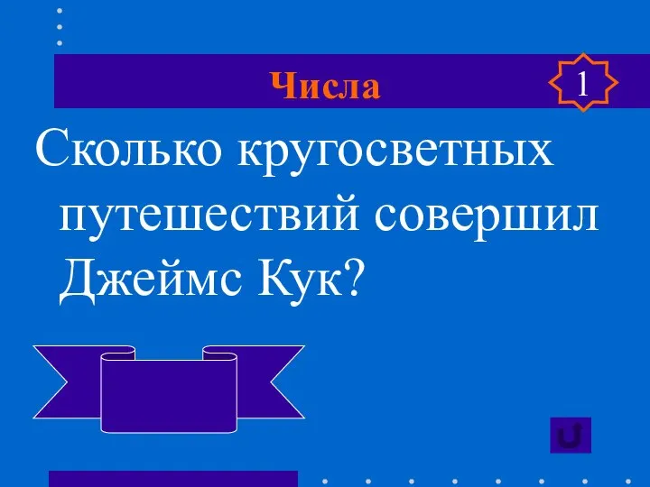 Числа Сколько кругосветных путешествий совершил Джеймс Кук? три 1