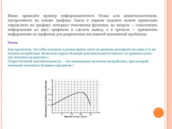 Ниже приведён пример информационного блока для девятиклассников, построенного на основе графика. Здесь