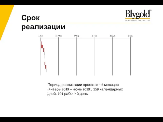 Срок реализации Период реализации проекта: ~ 6 месяцев (январь 2019 – июнь