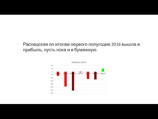 Распадская по итогам первого полугодия 2016 вышла в прибыль, пусть пока и в бумажную.