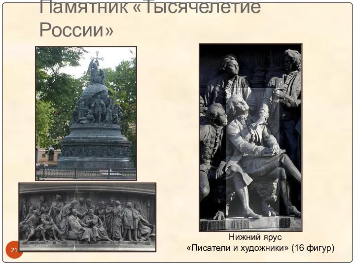Памятник «Тысячелетие России» Нижний ярус «Писатели и художники» (16 фигур)