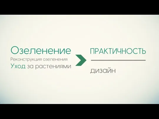 Озеленение Реконструкция озеленения Уход за растениями ПРАКТИЧНОСТЬ дизайн