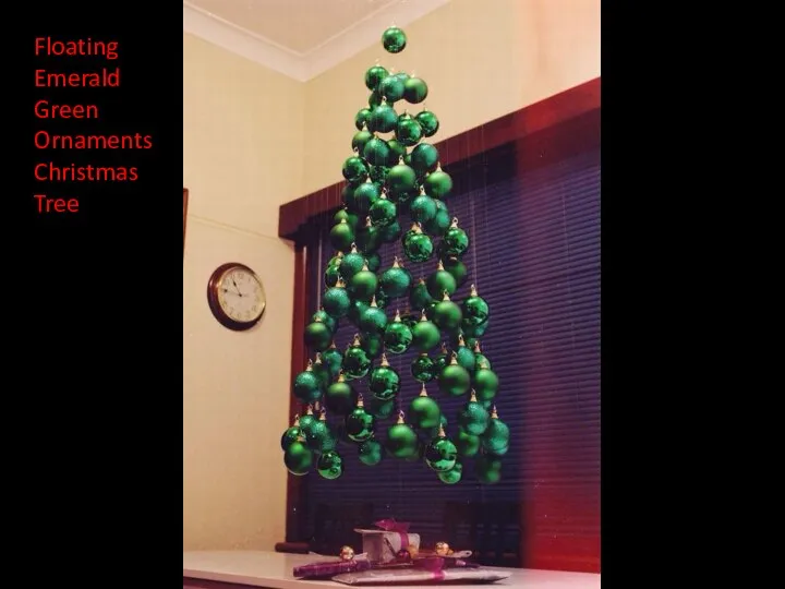 Floating Emerald Green Ornaments Christmas Tree