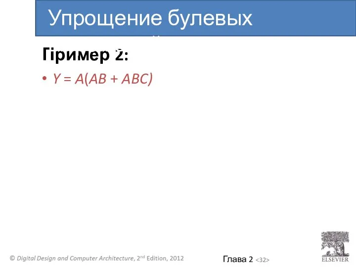 Y = A(AB + ABC) Пример 2: Упрощение булевых выражений