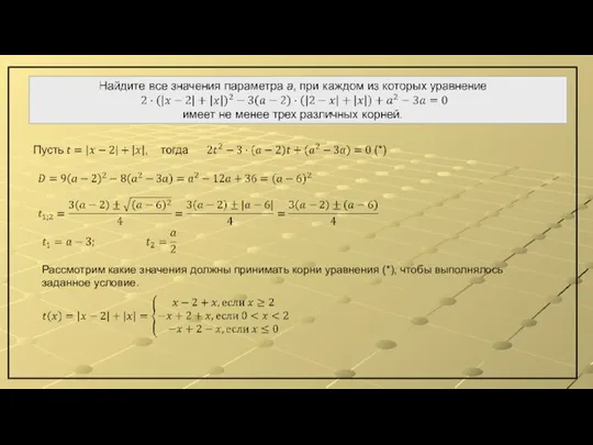 Рассмотрим какие значения должны принимать корни уравнения (*), чтобы выполнялось заданное условие.