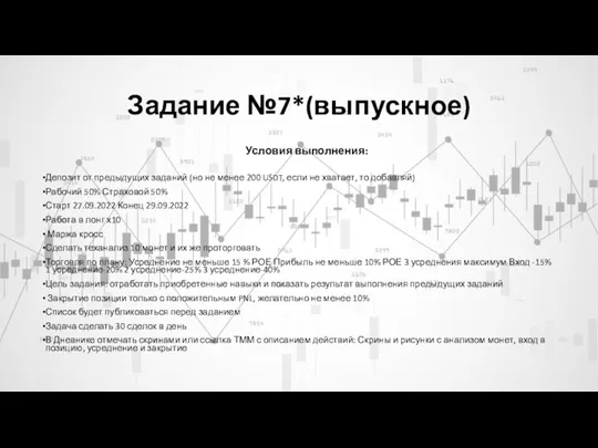 Задание №7*(выпускное) Условия выполнения: Депозит от предыдущих заданий (но не менее 200