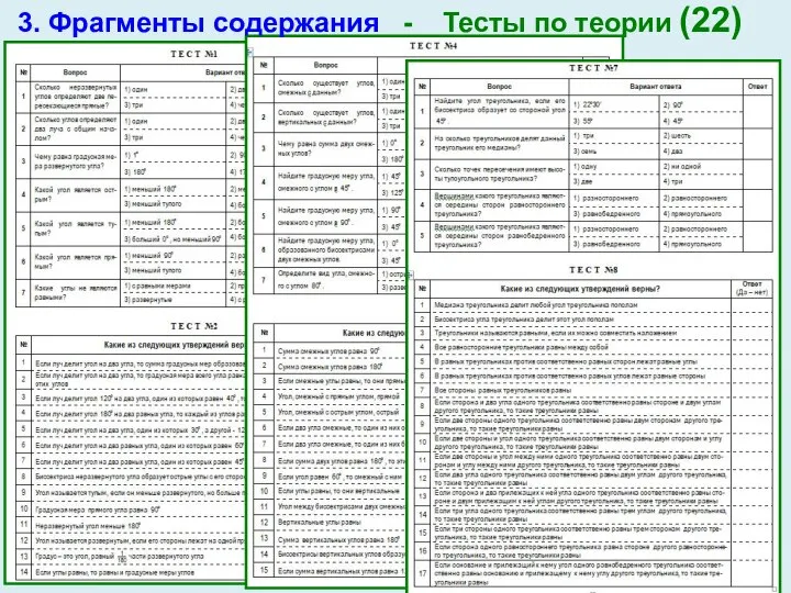 3. Фрагменты содержания - Тесты по теории (22)